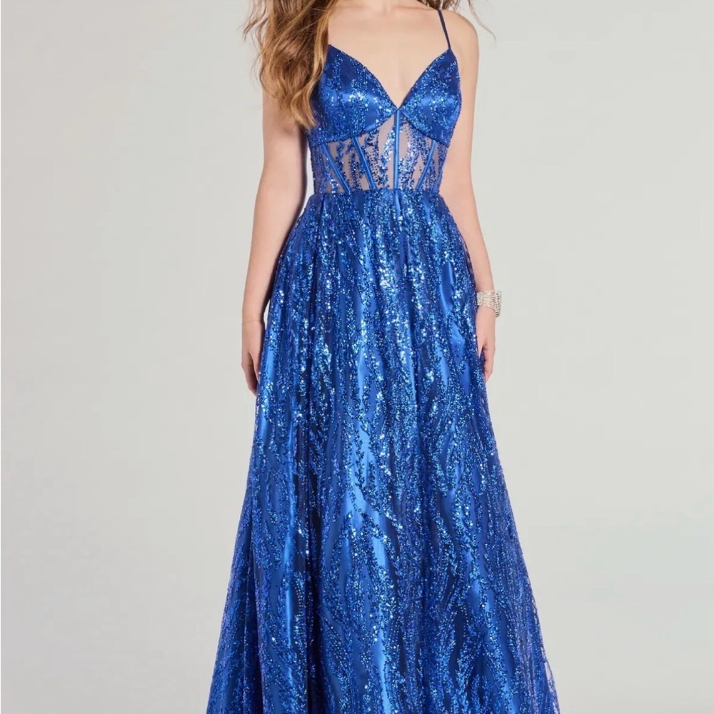 Janet Bustier Lace-Up Glitter A-Line Ball Gown